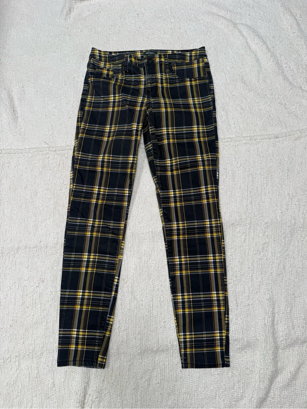 Wild Fable Women’s Plaid Skinny Pants Black Yellow White Stretch Size 2